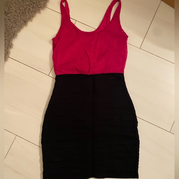 Bebe black and pink dress XS - Picture 2 of 3